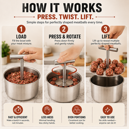 🍝Stainless Steel Meatball Press for Uniform Home‑Made Meatballs