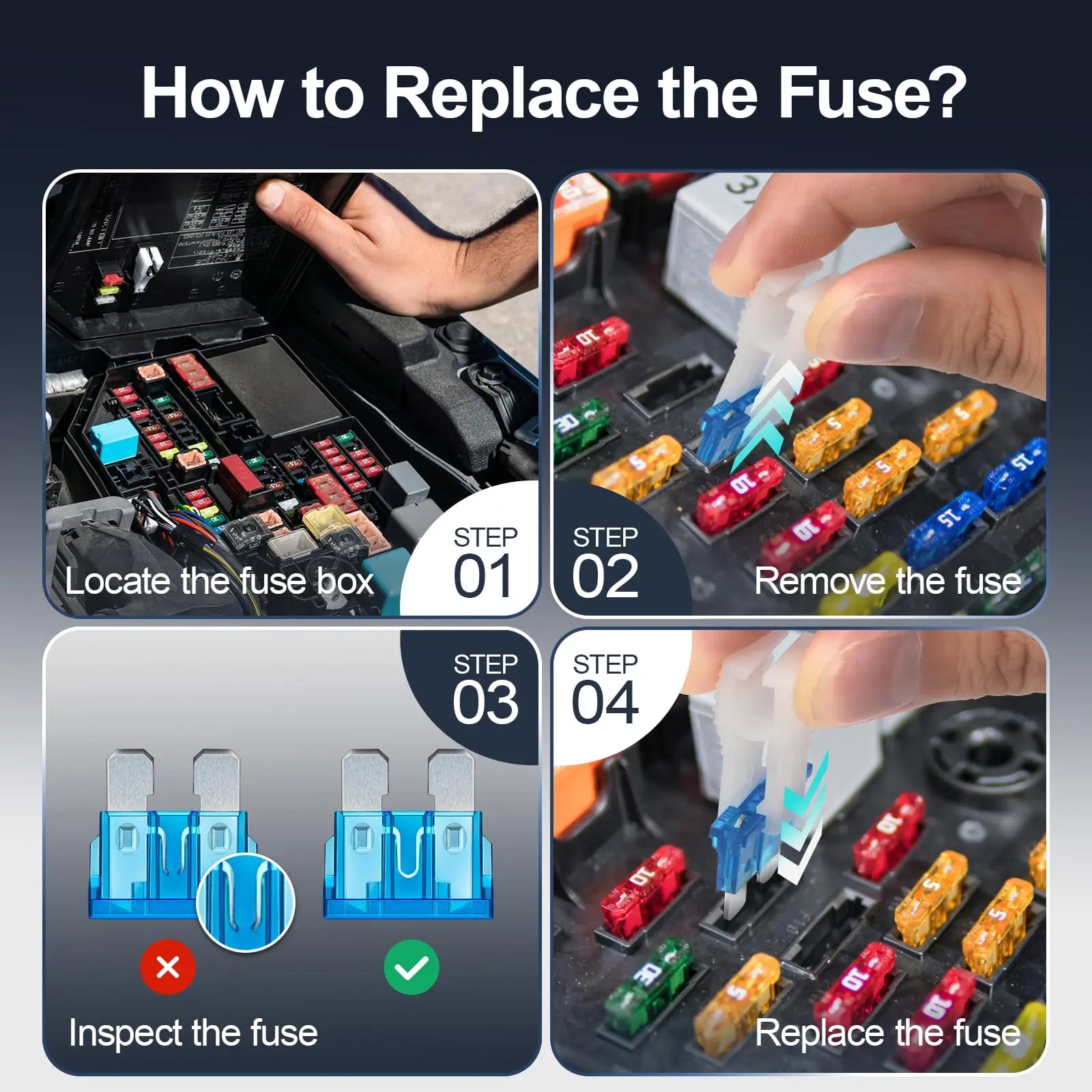 300Pcs Car Fuse Assortment Kit - Mini, Standard & Micro Fuses