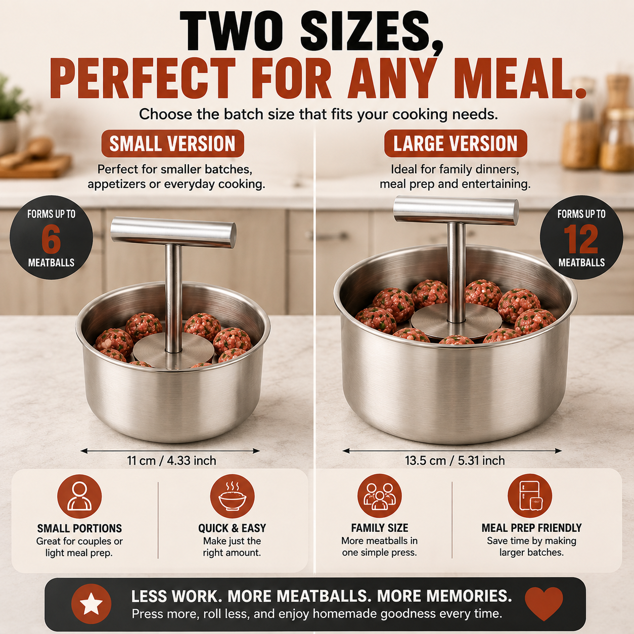 🍝Stainless Steel Meatball Press for Uniform Home‑Made Meatballs