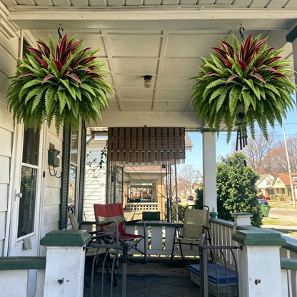 UV-Resistant Artificial Fern & Red Dracaena Decorative Plants