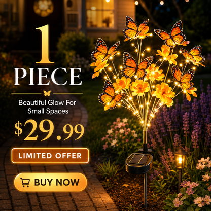 🌻 Solar Butterfly Flower Garden Stake Light – Waterproof Outdoor Pathway Decor 🦋