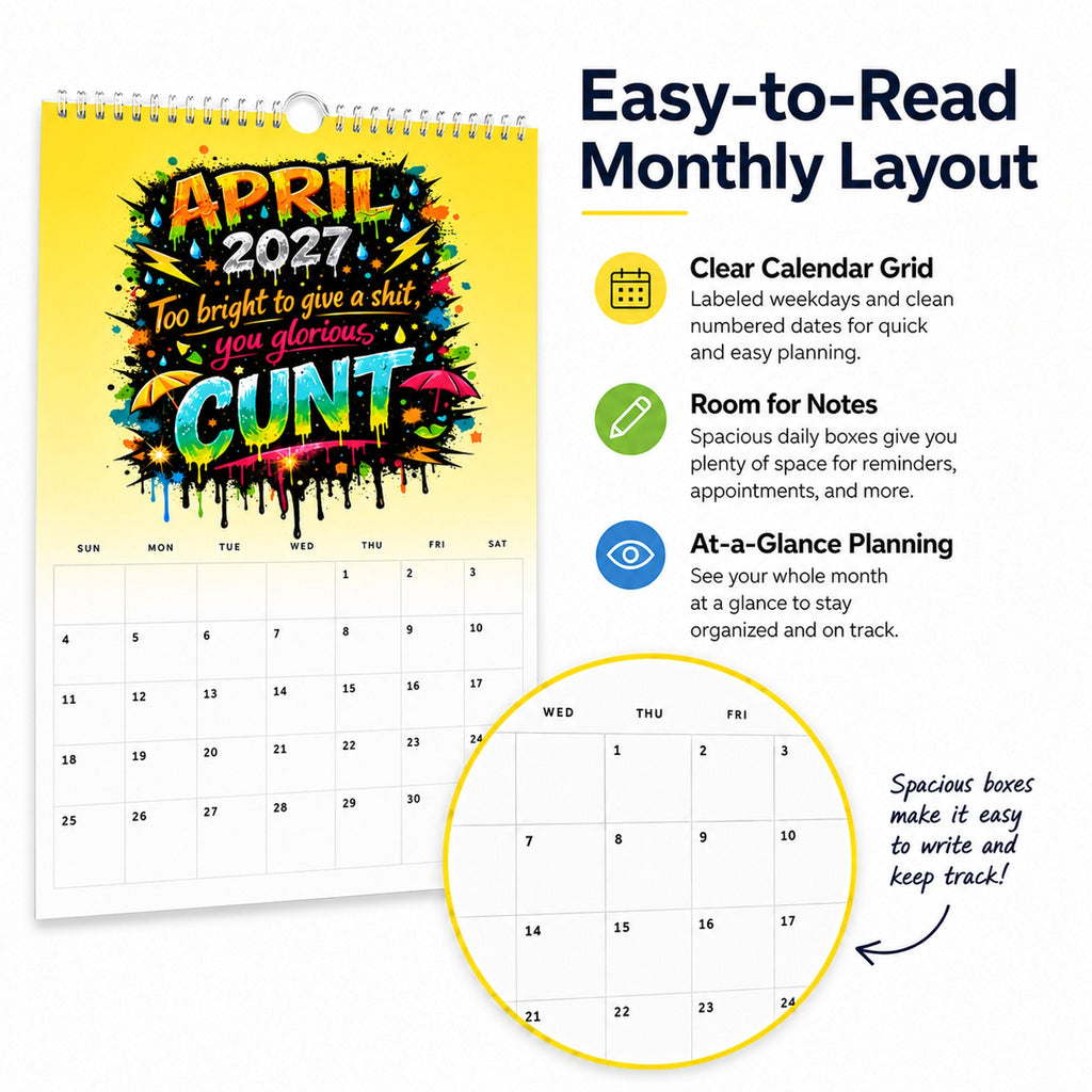 2027 Year of the Cunt Wall Calendar – Bold Graffiti Humor Calendar