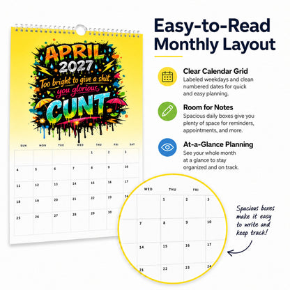 2027 Year of the Cunt Wall Calendar – Bold Graffiti Humor Calendar