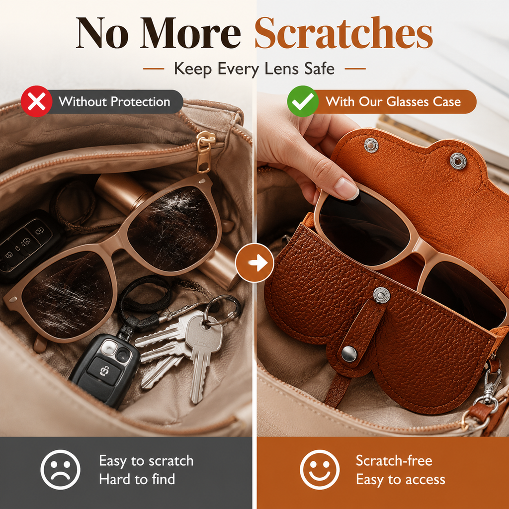 🕶 Clip & Go Leather Glasses Case – Protect Your Sunglasses Anywhere