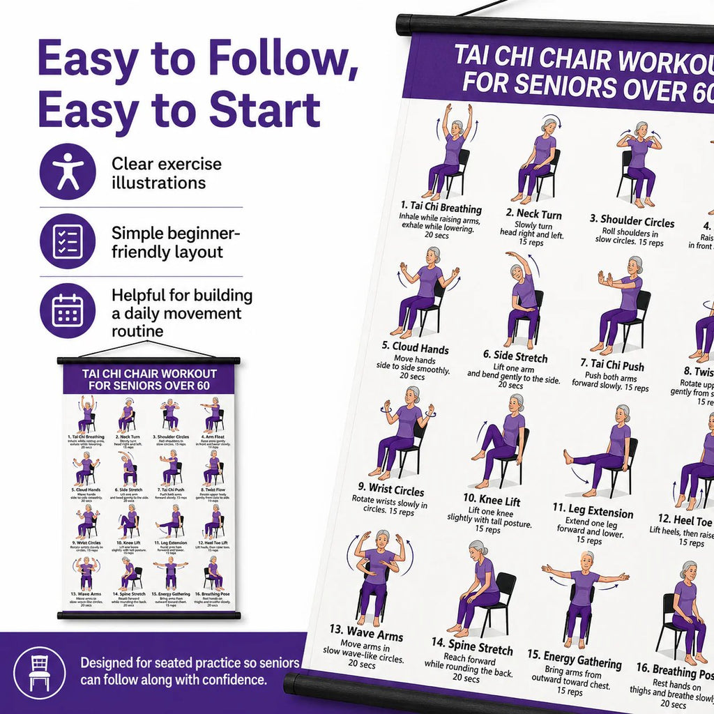 Tai Chi Chair Workout Chart for Seniors (16 x 24 inches)