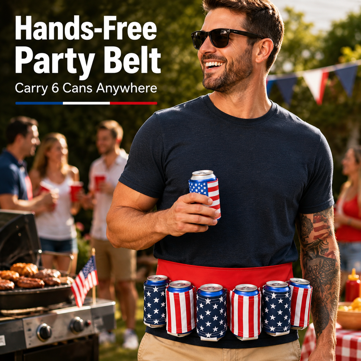 Novelty Beer Belt Holster (6-Pack) – Adjustable Belt – A Must-Have for BBQs and July 4th Parties