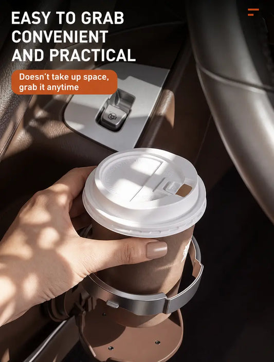 Universal Foldable Car Cup Holder with Hook, Space-Saving Vehicle Drink Holder for Bottles
