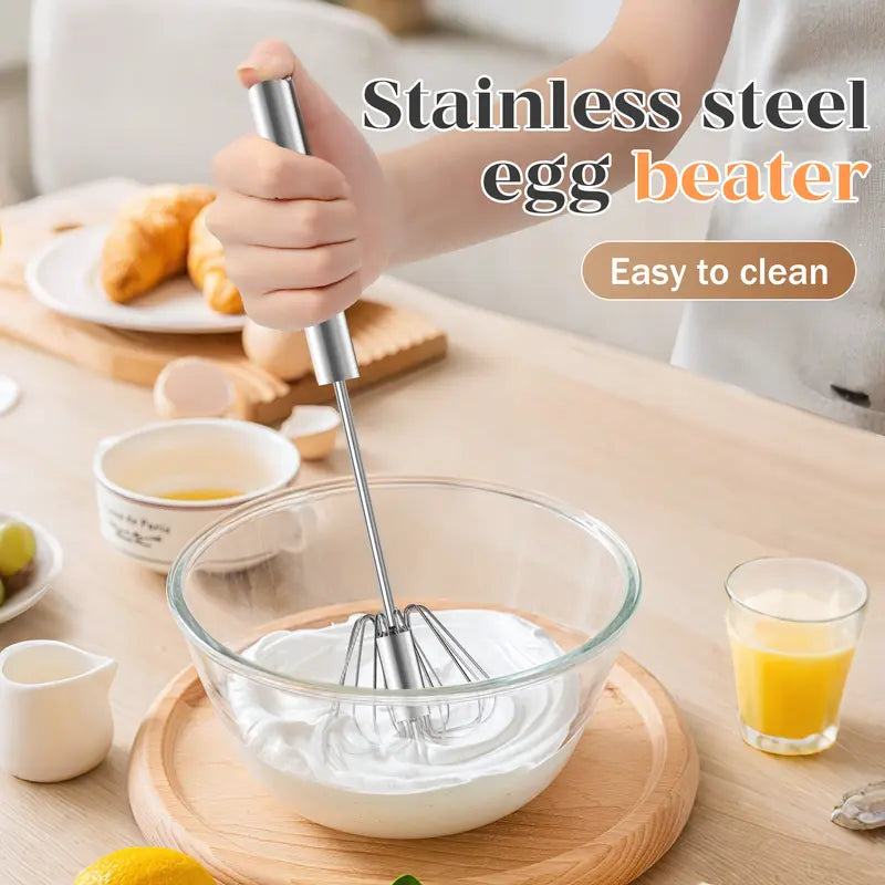 2PCS Stainless Steel Hand-Push Spinning Wire Whisk🍳