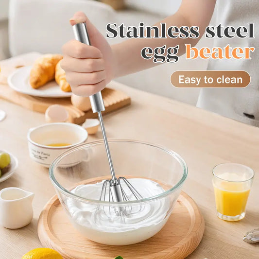 2PCS Stainless Steel Hand-Push Spinning Wire Whisk🍳