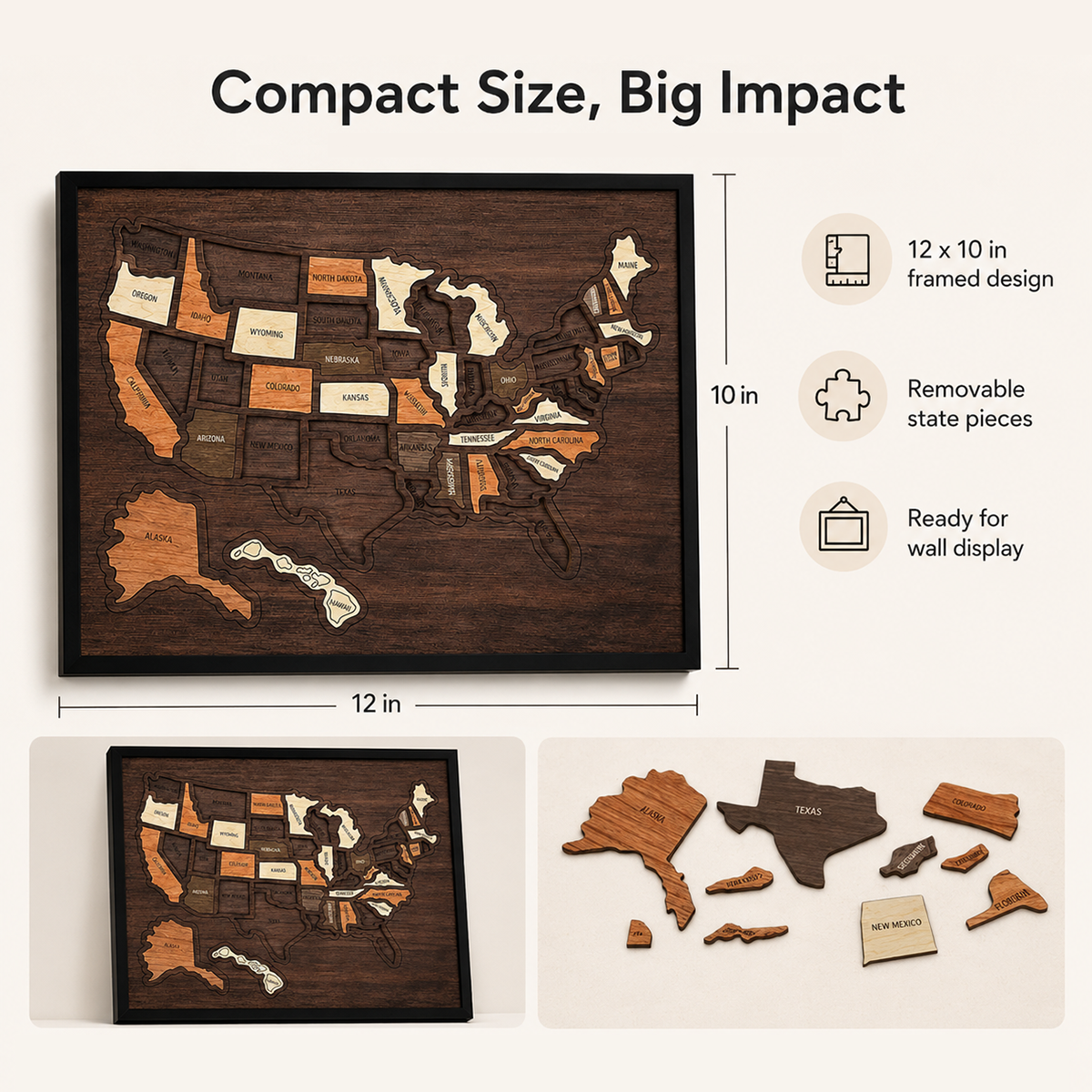 Wooden USA Travel Map Puzzle🧩