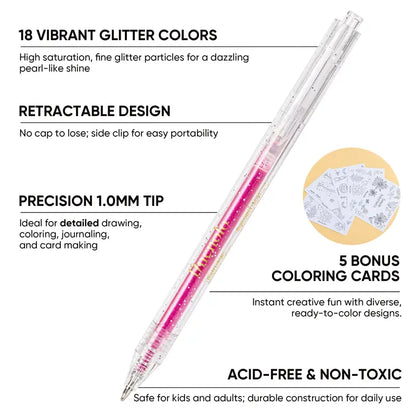 Glitter Gel Pens Vibrant Sparkle Colored Retractable Sparkling Gel Pen