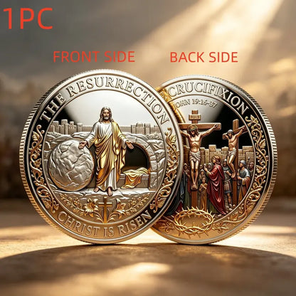 1 Count Cross Design and Resurrection Memorial Coin