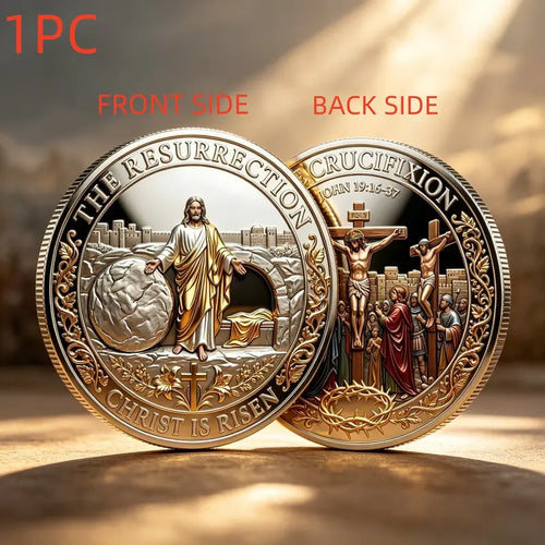 1 Count Cross Design and Resurrection Memorial Coin