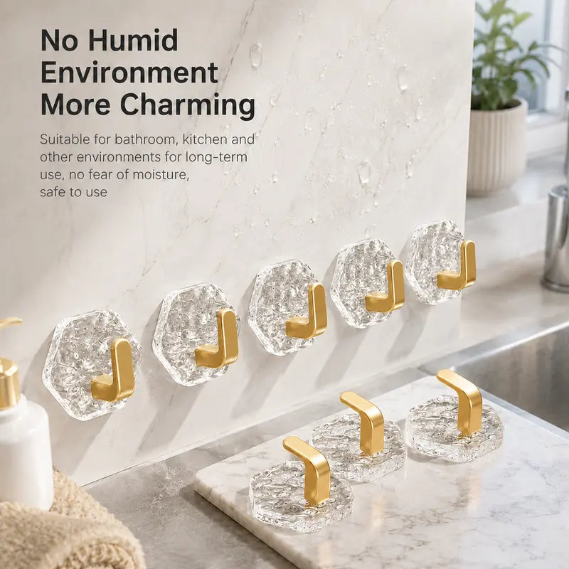 Heavy-Duty Plastic Self-Adhesive Hexagonal Ripple Hooks