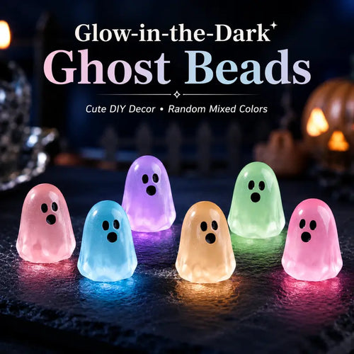 Glow In Dark Cute Ghost Resin Bead Set, Perfect Halloween Party Ornaments