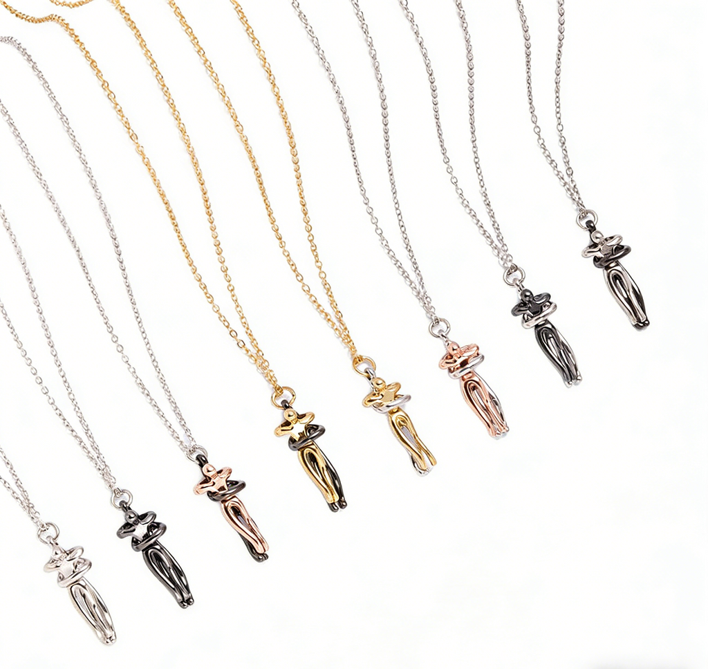 Sweet Embrace Pendant, Adjustable Silver Chain