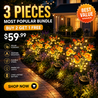 🌻 Solar Butterfly Flower Garden Stake Light – Waterproof Outdoor Pathway Decor 🦋