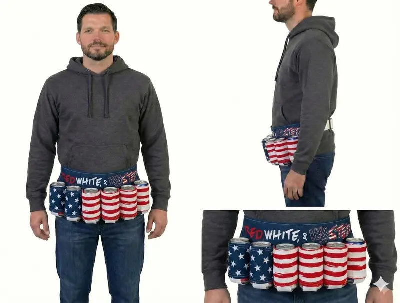 Novelty Beer Belt Holster (6-Pack) – Adjustable Belt – A Must-Have for BBQs and July 4th Parties