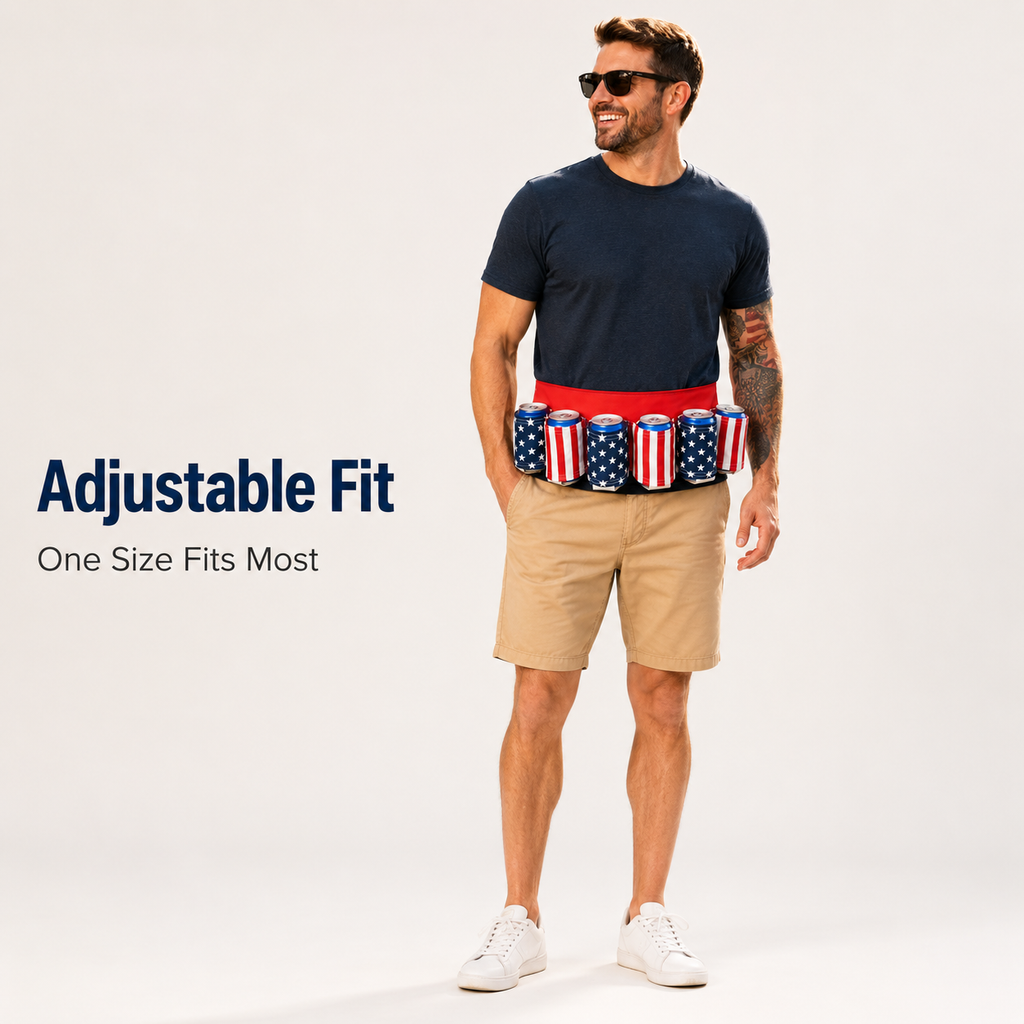 Novelty Beer Belt Holster (6-Pack) – Adjustable Belt – A Must-Have for BBQs and July 4th Parties