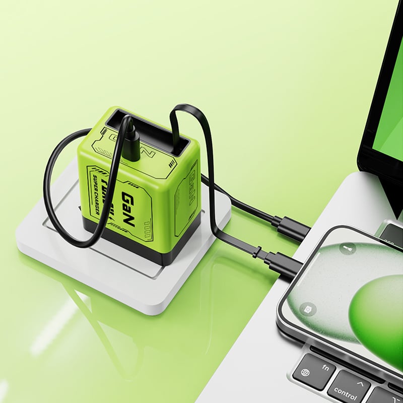 W&O 2-in-1 GaN Compatible with 20W Fast Charger