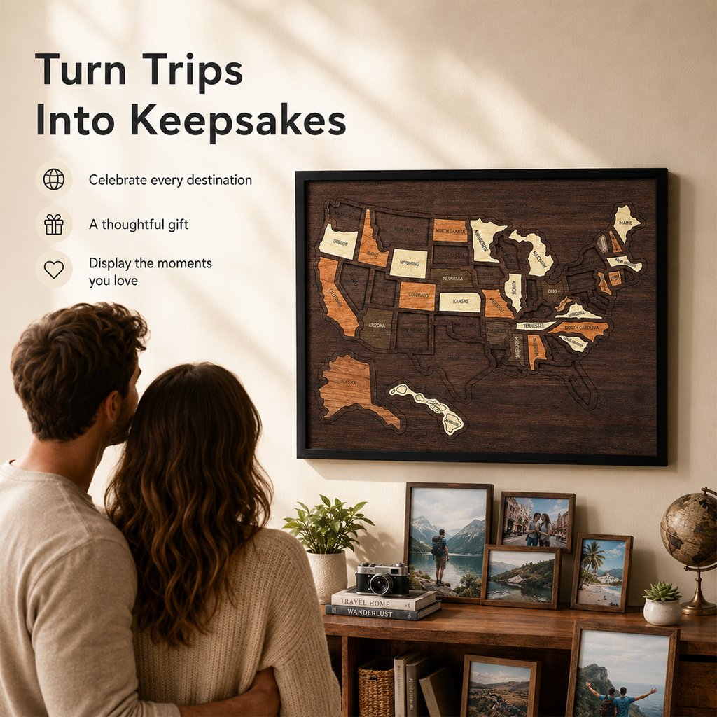 Wooden USA Travel Map Puzzle🧩