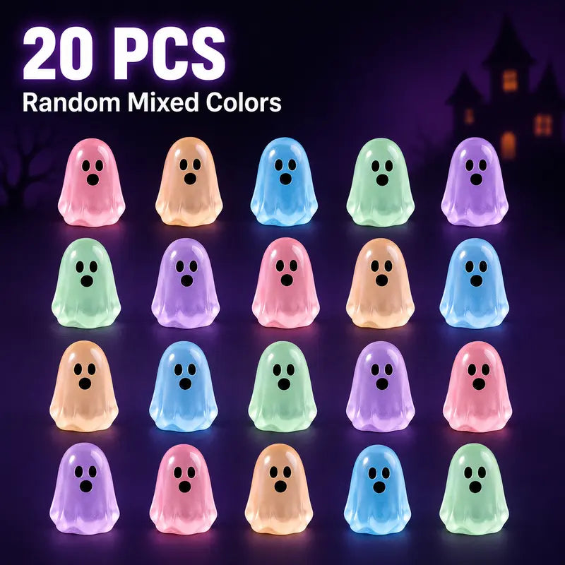 Glow In Dark Cute Ghost Resin Bead Set, Perfect Halloween Party Ornaments