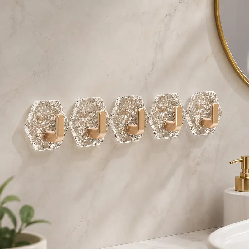 Heavy-Duty Plastic Self-Adhesive Hexagonal Ripple Hooks