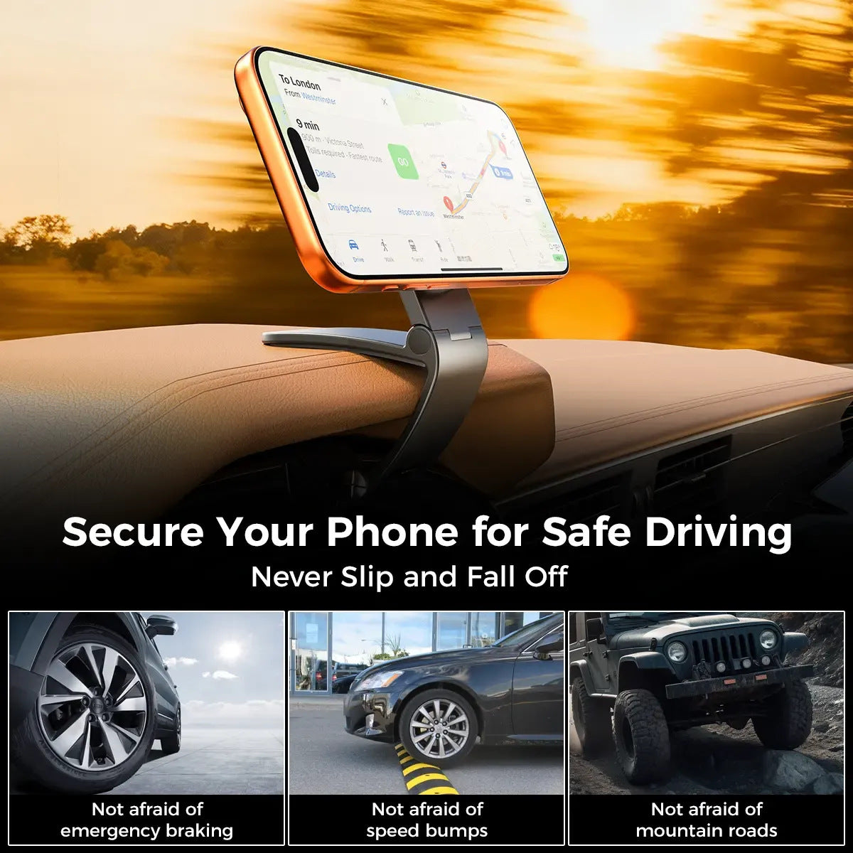 Magnetic Car Phone Mount, Hands Free Cell Phone Holder Clip Car Accessories