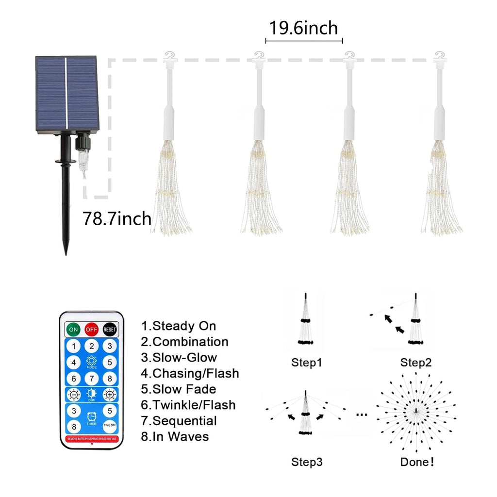 🎆 4-Pack Solar Fireworks Lights