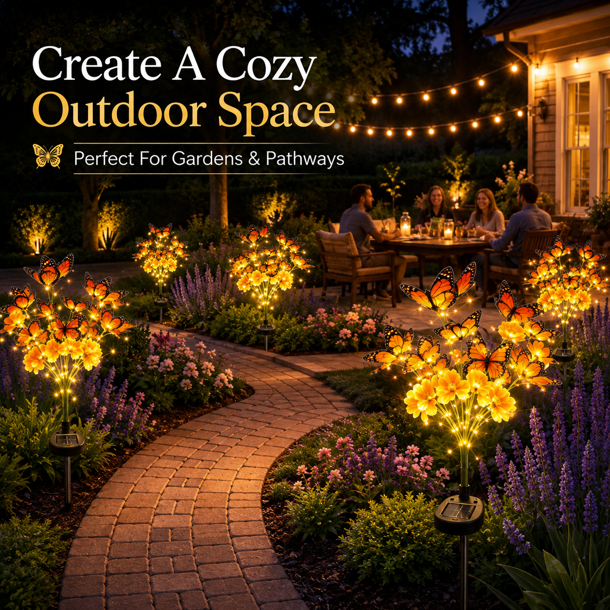 🌻 Solar Butterfly Flower Garden Stake Light – Waterproof Outdoor Pathway Decor 🦋