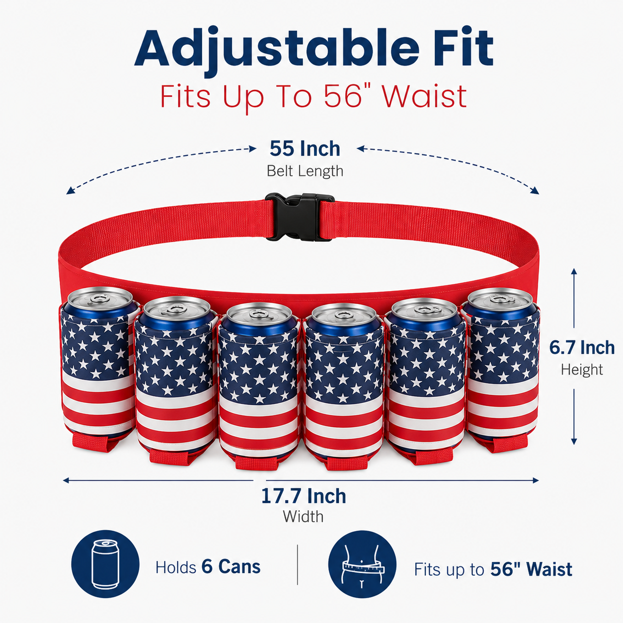 Novelty Beer Belt Holster (6-Pack) – Adjustable Belt – A Must-Have for BBQs and July 4th Parties
