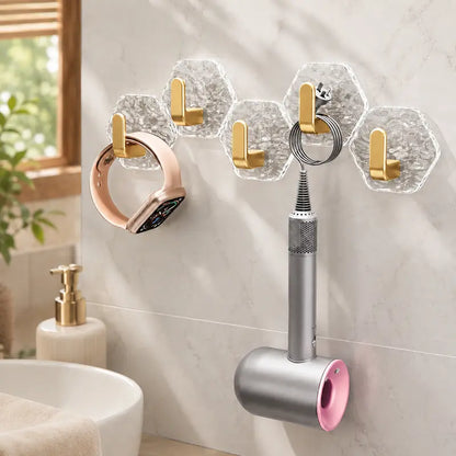 Heavy-Duty Plastic Self-Adhesive Hexagonal Ripple Hooks