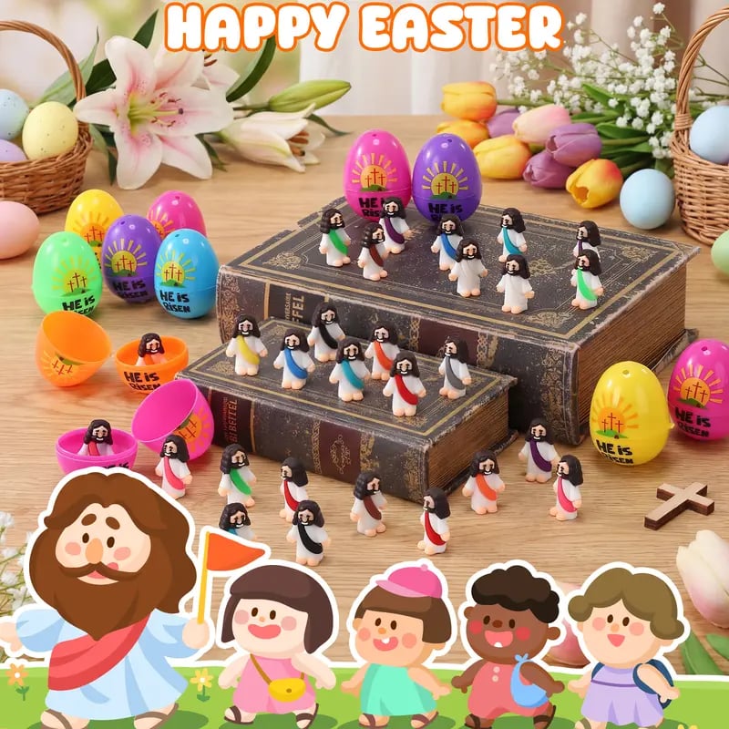 ✝️Christian Easter Surprise Eggs: Pre‑Filled Eggs with Mini Jesus Figures – Share Hope & Faith This Spring🌸