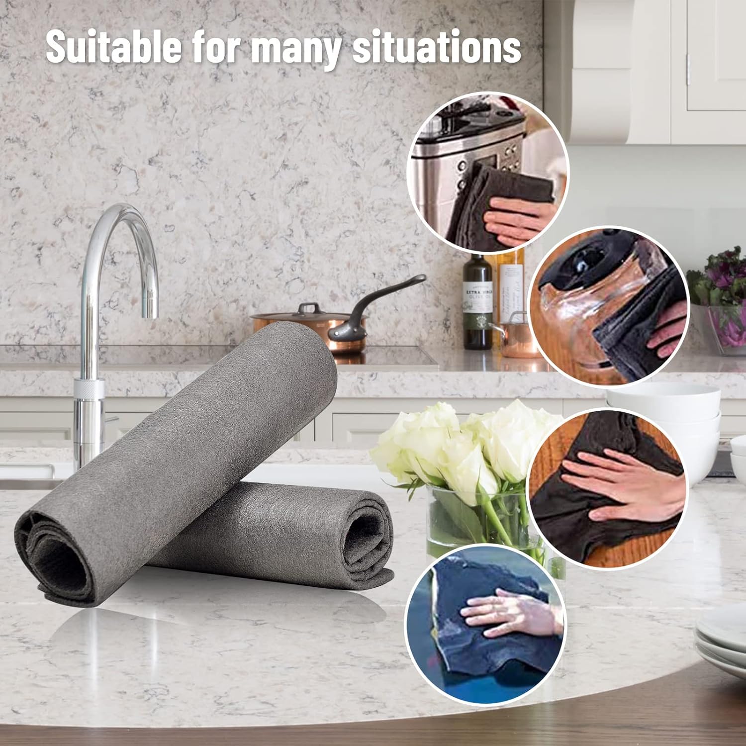 Magic Cleaning Cloth, Reuseable Thickened Streak Free Magic Cleaning Wipes