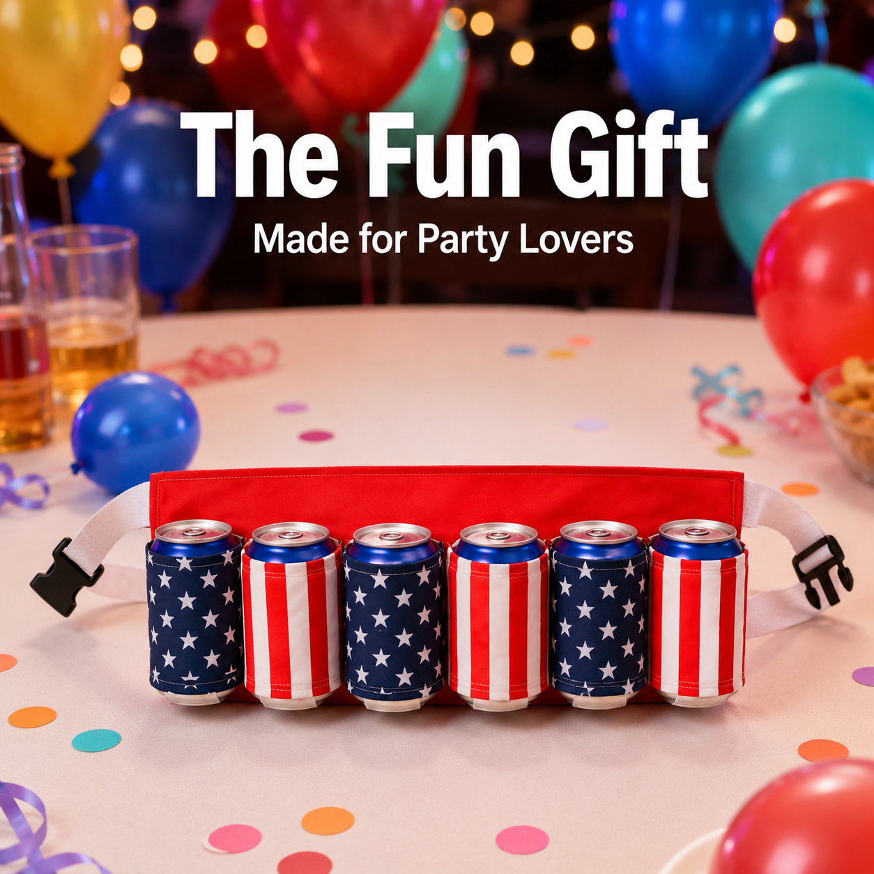 Novelty Beer Belt Holster (6-Pack) – Adjustable Belt – A Must-Have for BBQs and July 4th Parties