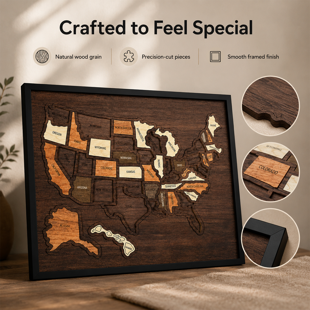 Wooden USA Travel Map Puzzle🧩