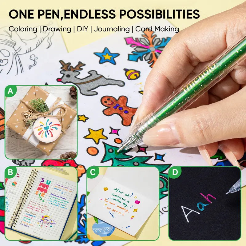 Glitter Gel Pens Vibrant Sparkle Colored Retractable Sparkling Gel Pen