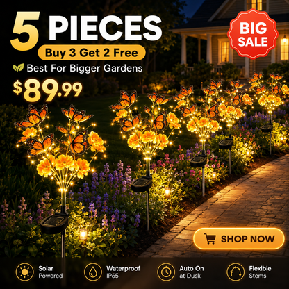 🌻 Solar Butterfly Flower Garden Stake Light – Waterproof Outdoor Pathway Decor 🦋