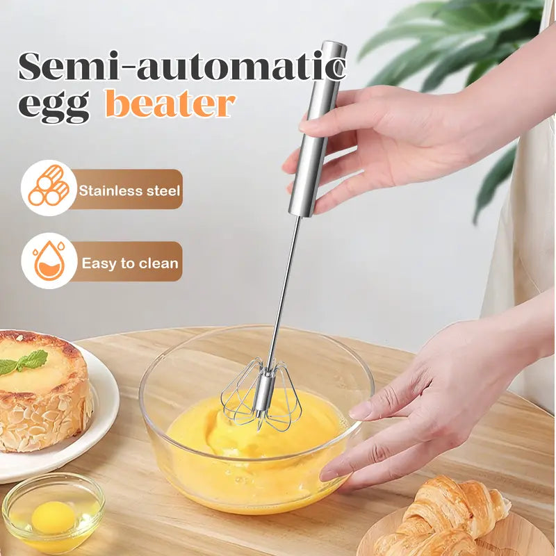 2PCS Stainless Steel Hand-Push Spinning Wire Whisk🍳