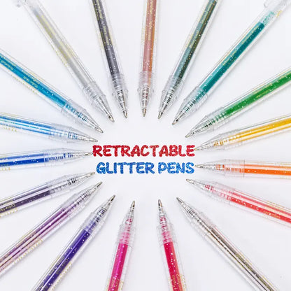 Glitter Gel Pens Vibrant Sparkle Colored Retractable Sparkling Gel Pen