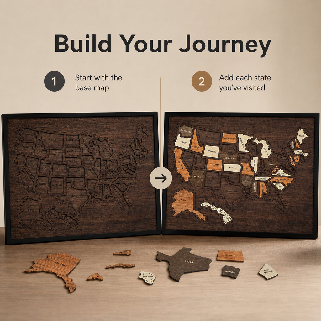 Wooden USA Travel Map Puzzle🧩