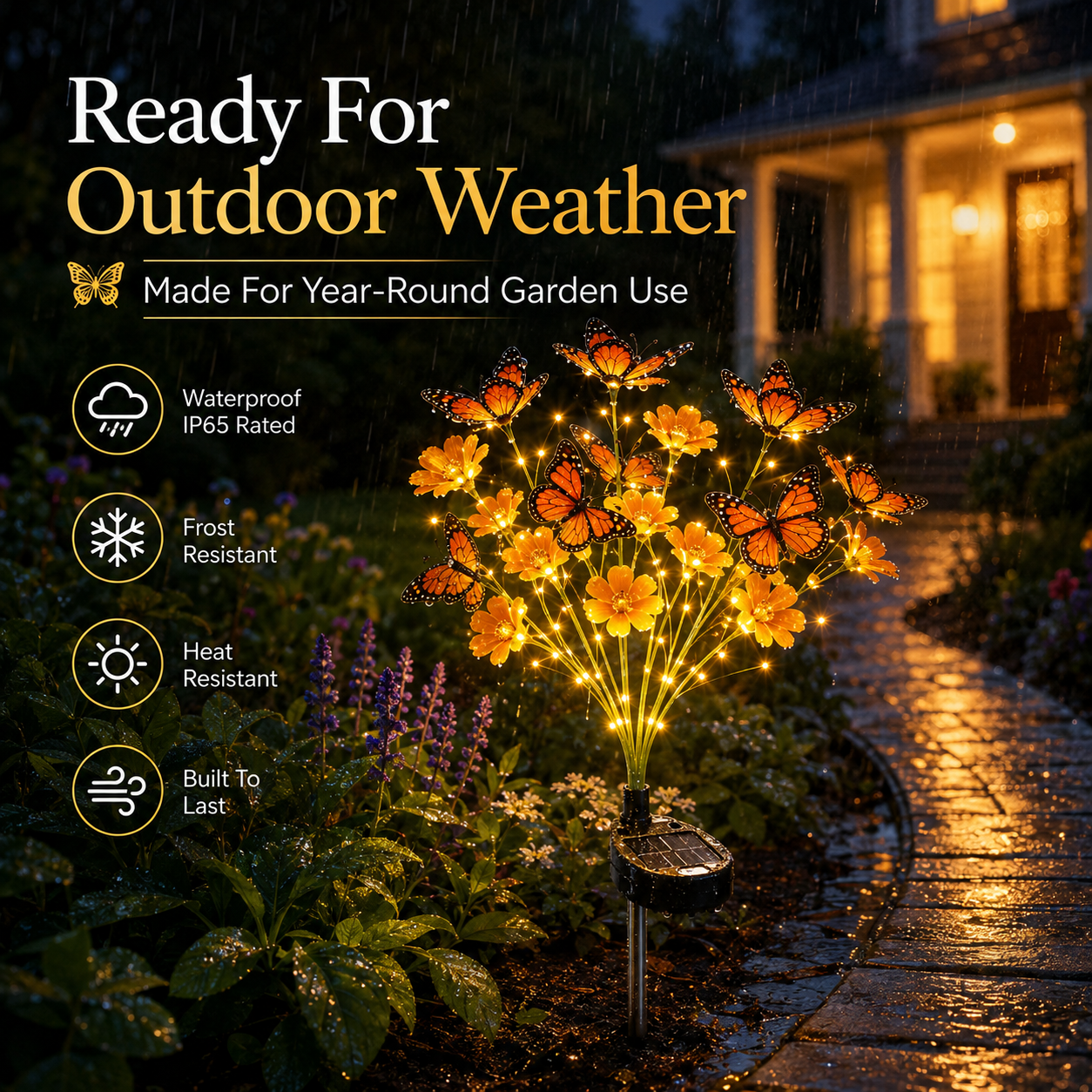 🌻 Solar Butterfly Flower Garden Stake Light – Waterproof Outdoor Pathway Decor 🦋