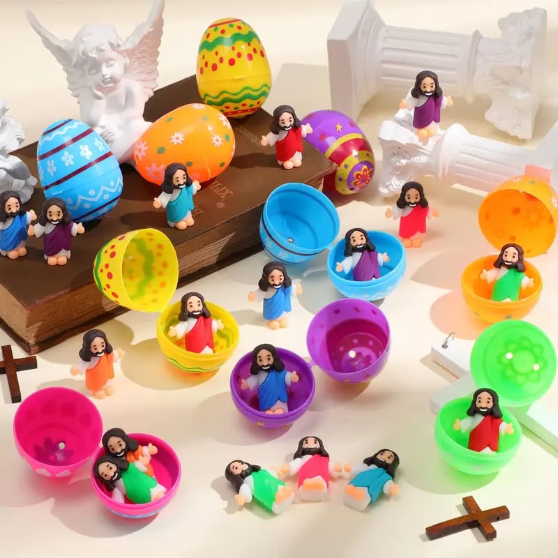 ✝️Christian Easter Surprise Eggs: Pre‑Filled Eggs with Mini Jesus Figures – Share Hope & Faith This Spring🌸