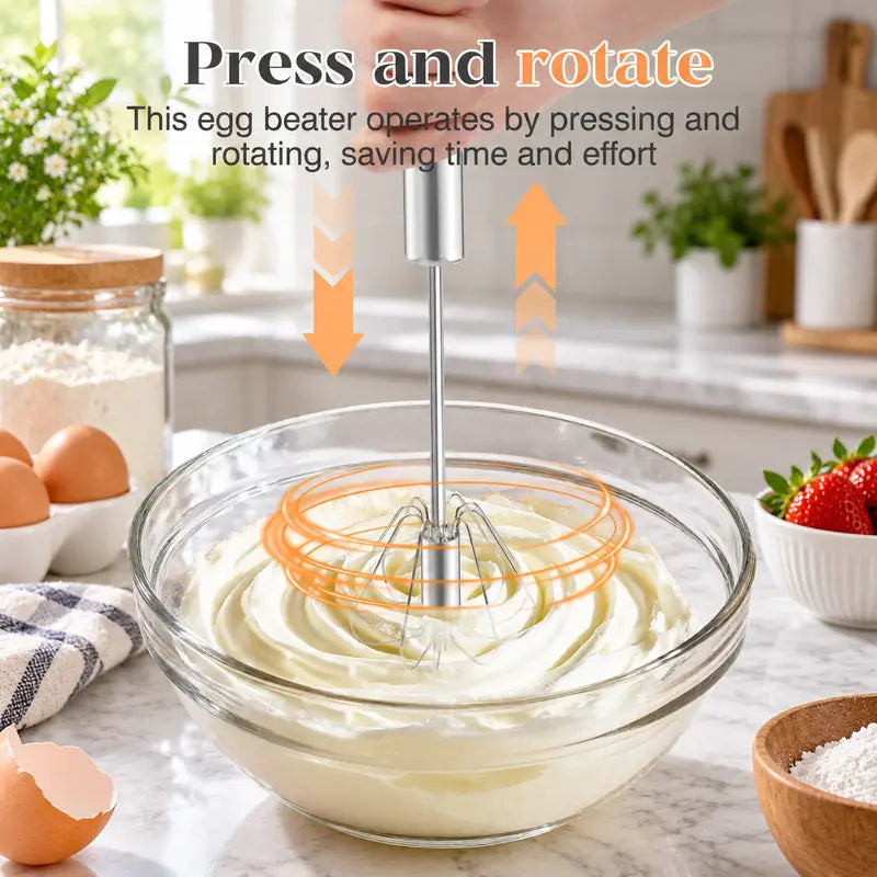 2PCS Stainless Steel Hand-Push Spinning Wire Whisk🍳