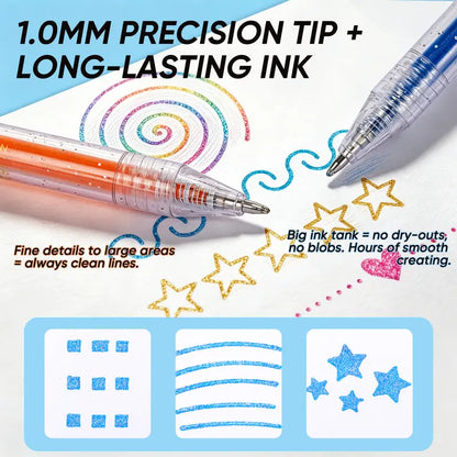 Glitter Gel Pens Vibrant Sparkle Colored Retractable Sparkling Gel Pen