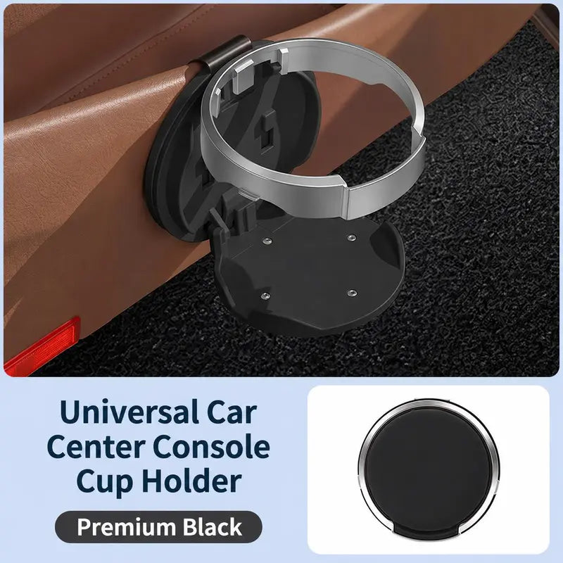 Universal Foldable Car Cup Holder with Hook, Space-Saving Vehicle Drink Holder for Bottles