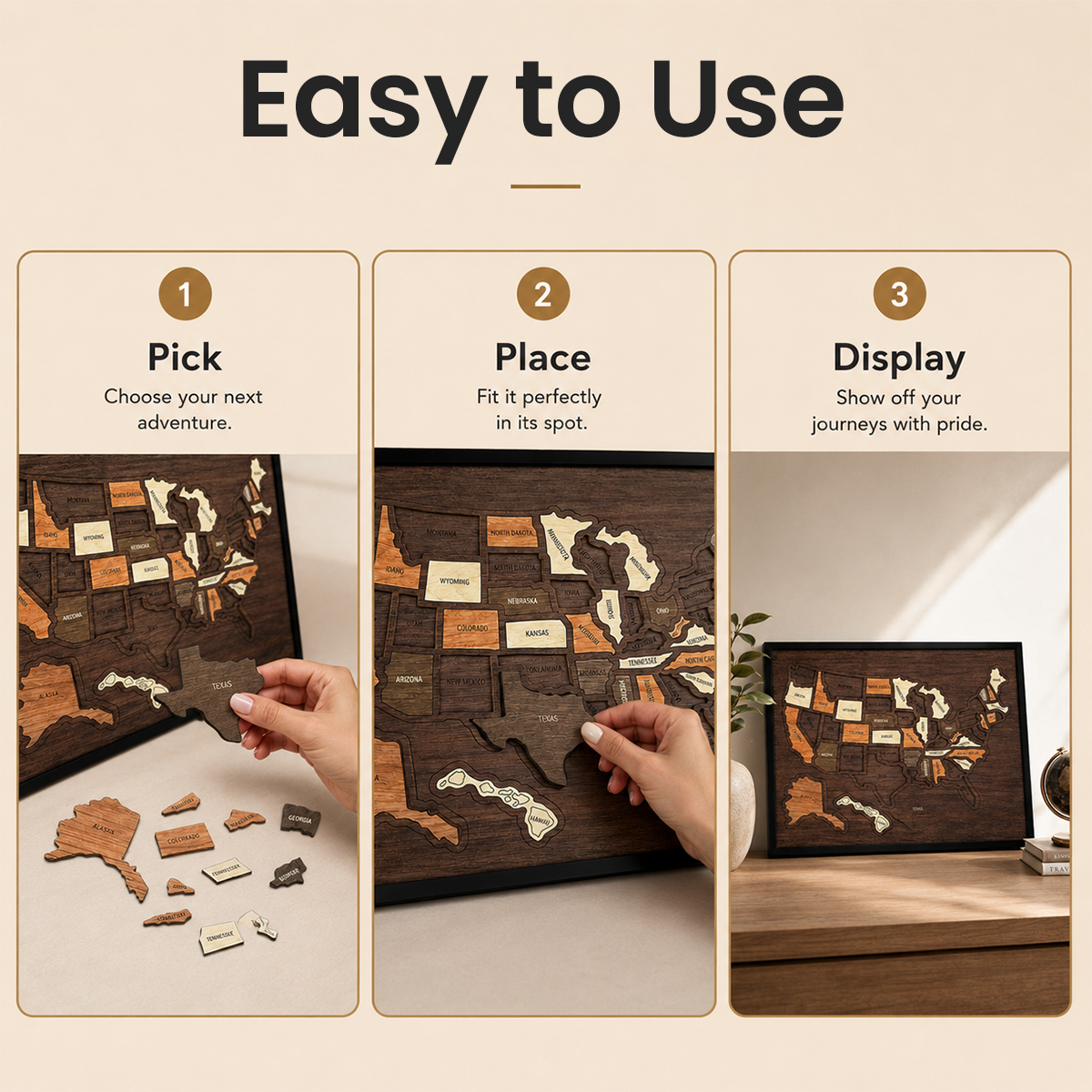 Wooden USA Travel Map Puzzle🧩