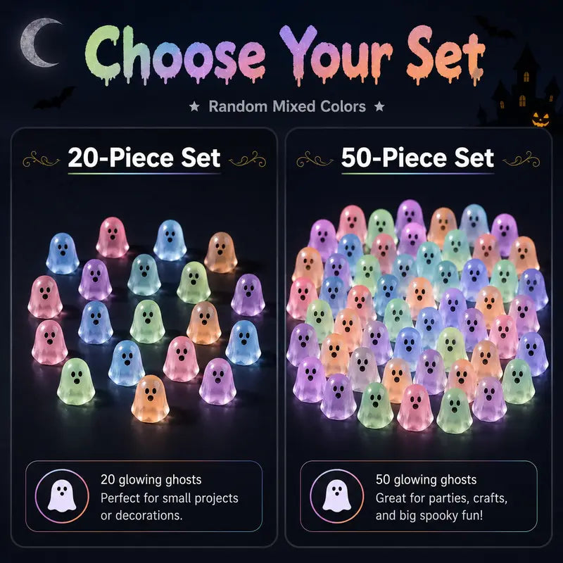 Glow In Dark Cute Ghost Resin Bead Set, Perfect Halloween Party Ornaments