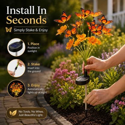 🌻 Solar Butterfly Flower Garden Stake Light – Waterproof Outdoor Pathway Decor 🦋