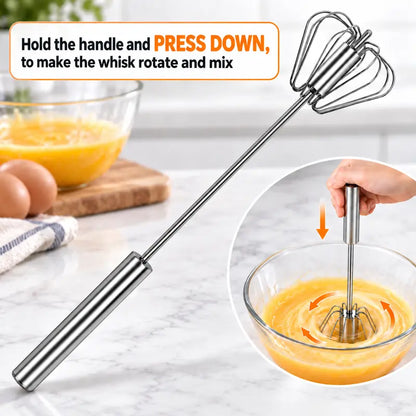 2PCS Stainless Steel Hand-Push Spinning Wire Whisk🍳